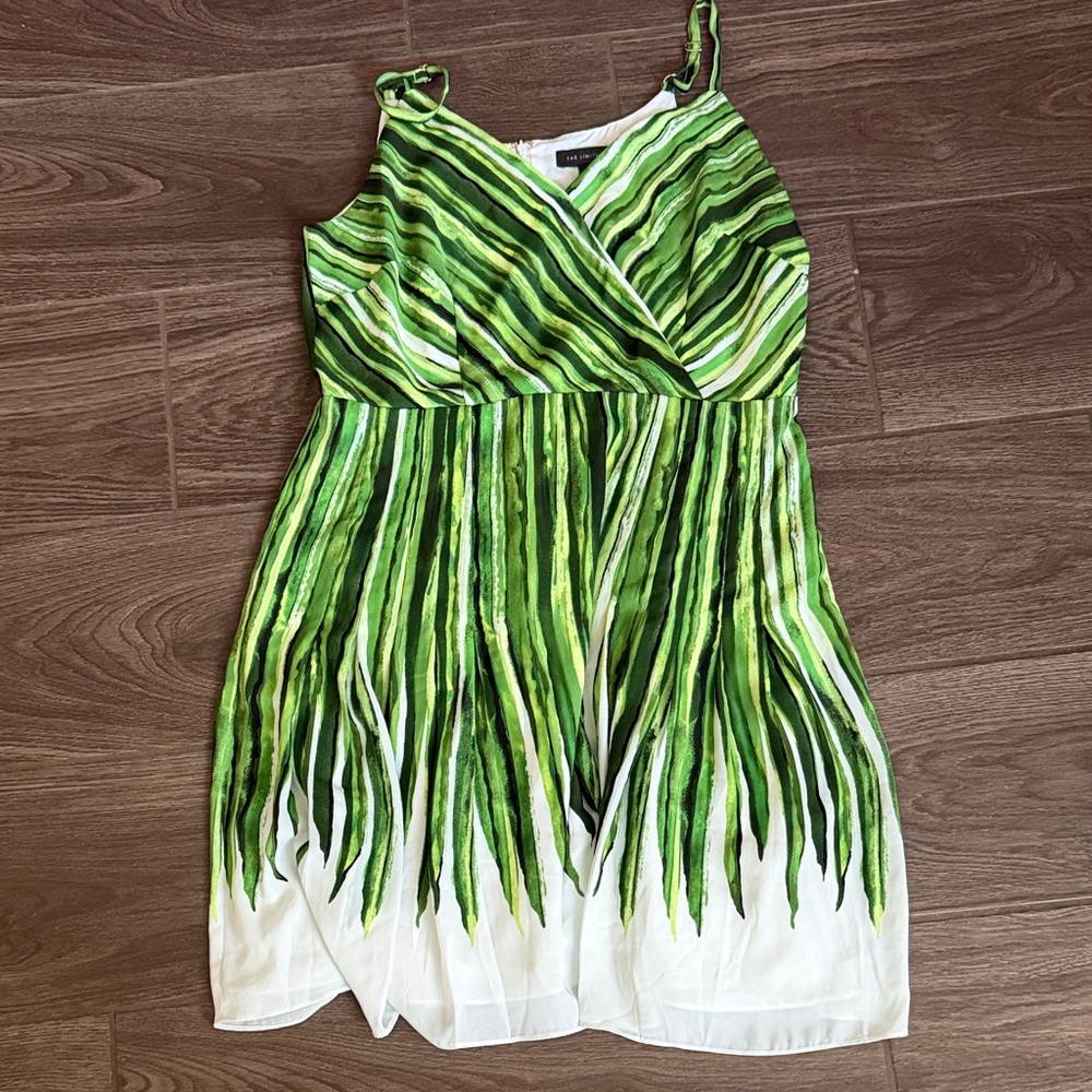 The Limited Green and White Striped Mini Dress